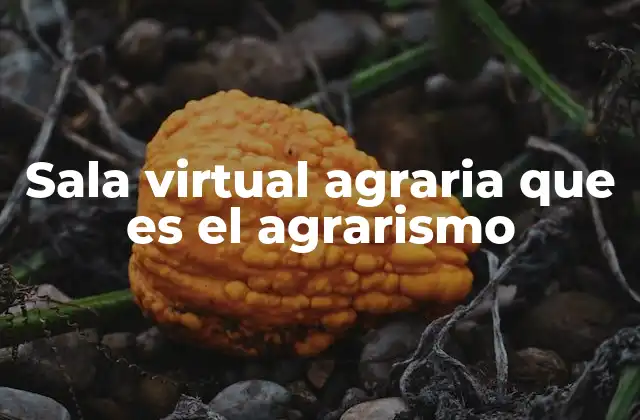 Sala Virtual Agraria que es el Agrarismo