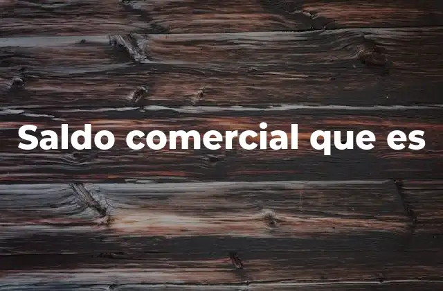 Saldo Comercial que es