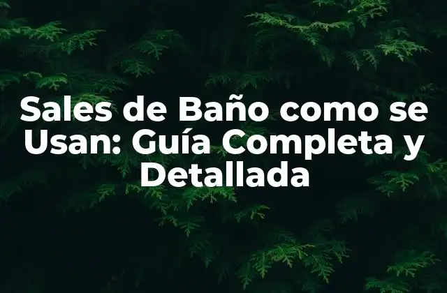 Sales de Baño como Se Usan: Guía Completa y Detallada