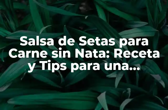 Salsa de Setas para Carne sin Nata: Receta y Tips para una Deliciosa Salsa Vegetariana