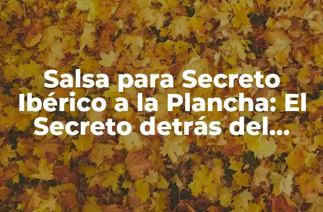 Salsa para Secreto Ibérico a la Plancha: el Secreto Detrás Del Sabor