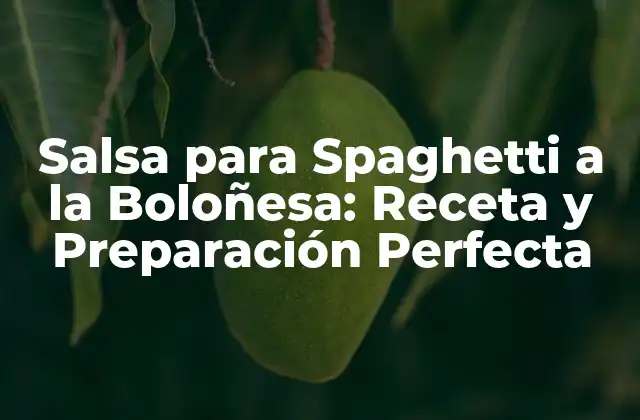 Salsa para Spaghetti a la Boloñesa: Receta y Preparación Perfecta