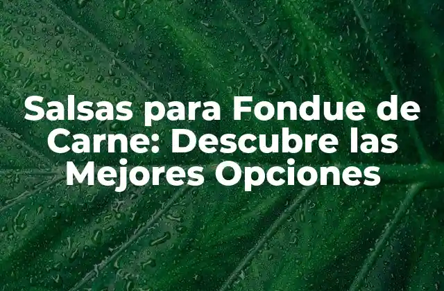 Salsas para Fondue de Carne: Descubre las Mejores Opciones