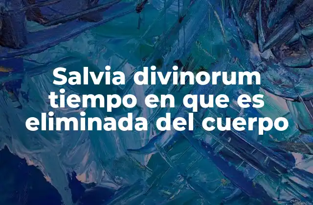 Salvia Divinorum Tiempo en que es Eliminada Del Cuerpo