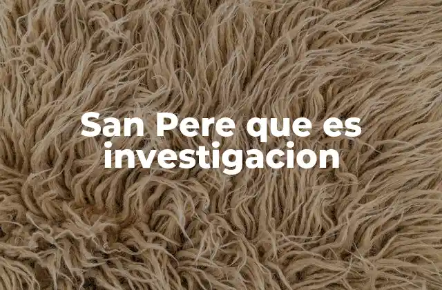 San Pere que es Investigacion