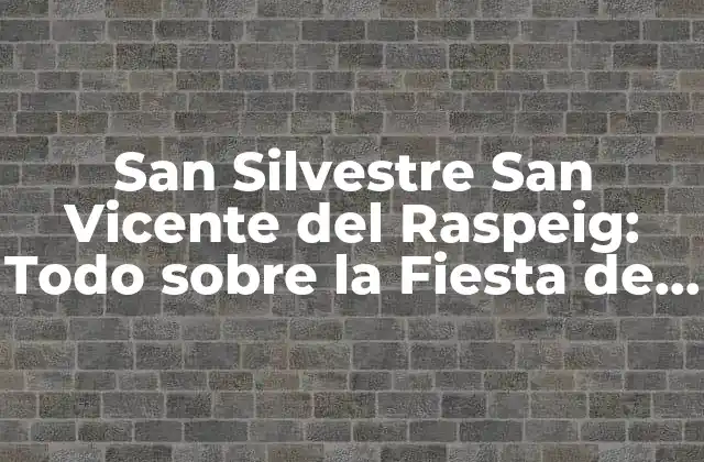 San Silvestre San Vicente Del Raspeig: Todo sobre la Fiesta de Fin de Año