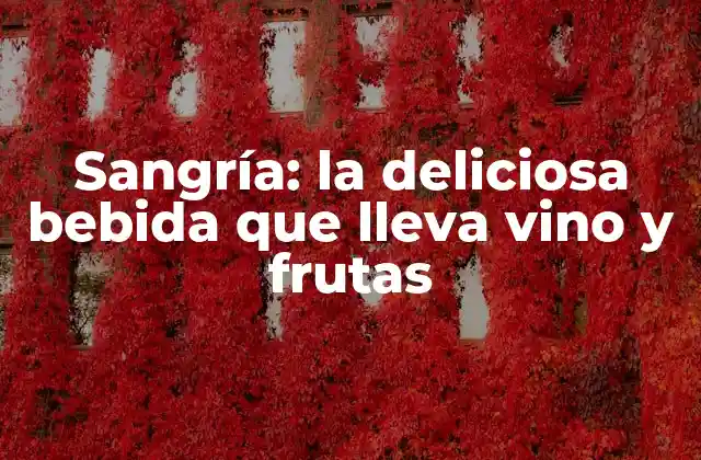 Sangría: la Deliciosa Bebida que Lleva Vino y Frutas