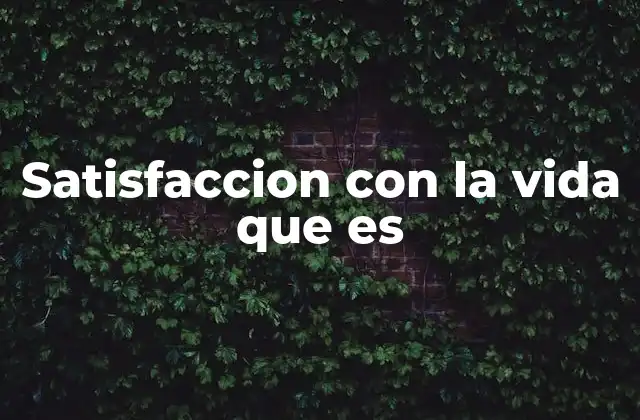Satisfaccion con la Vida que es