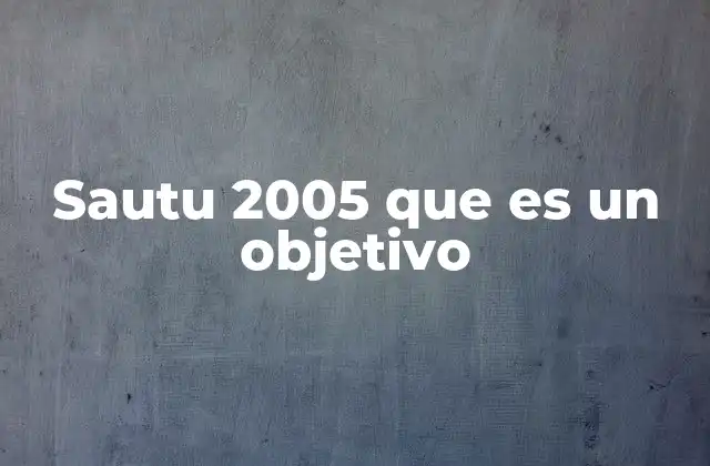 Sautu 2005 que es un Objetivo
