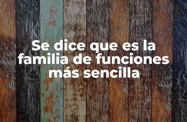 Se Dice que es la Familia de Funciones Más Sencilla