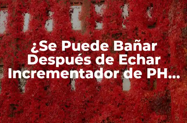 ¿se Puede Bañar Después de Echar Incrementador de Ph en la Piscina?