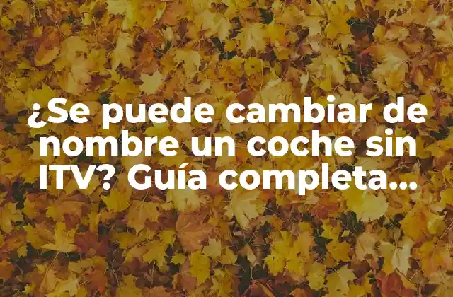 ¿se Puede Cambiar de Nombre un Coche sin Itv? Guía Completa para Cambiar la Titularidad de un Vehículo