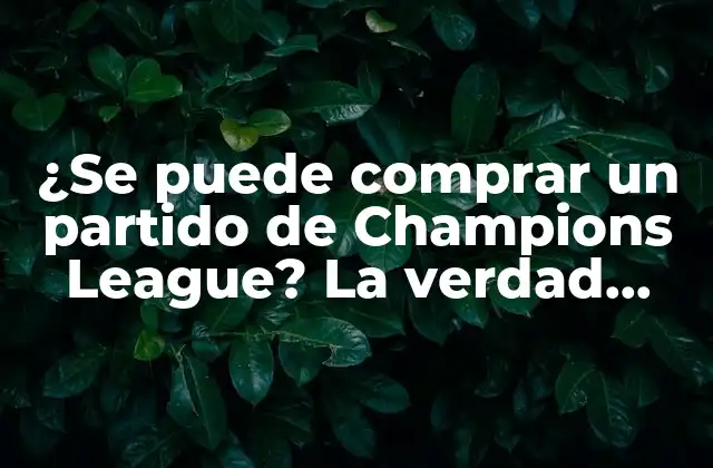 ¿se Puede Comprar un Partido de Champions League? la Verdad sobre la Venta de Entradas para la Competición Más Prestigiosa Del Fútbol