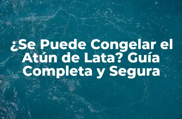 ¿se Puede Congelar el Atún de Lata? Guía Completa y Segura