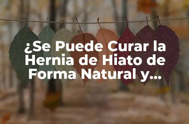 ¿se Puede Curar la Hernia de Hiato de Forma Natural y Permanente?