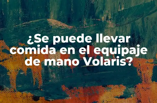¿se Puede Llevar Comida en el Equipaje de Mano Volaris?
