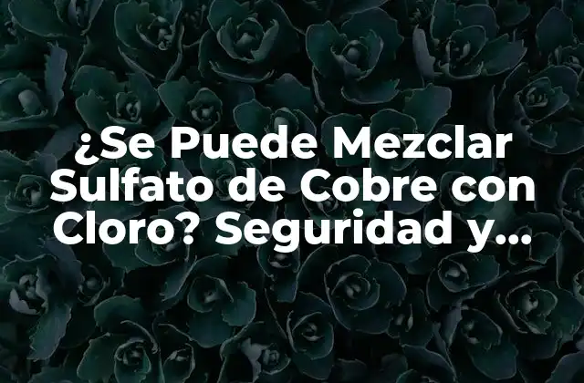 ¿se Puede Mezclar Sulfato de Cobre con Cloro? Seguridad y Efectos