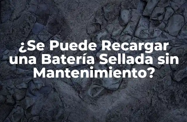 ¿se Puede Recargar una Batería Sellada sin Mantenimiento?