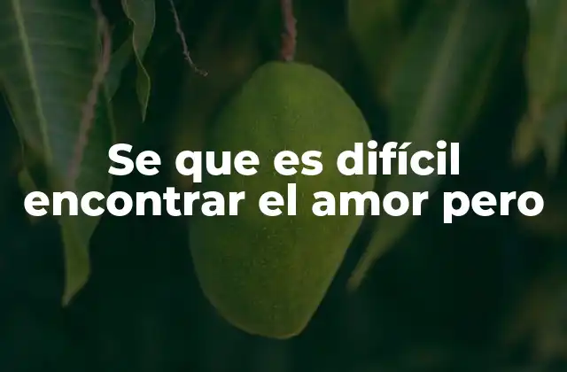 Se que es Difícil Encontrar el Amor pero