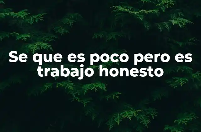 Se que es Poco pero es Trabajo Honesto