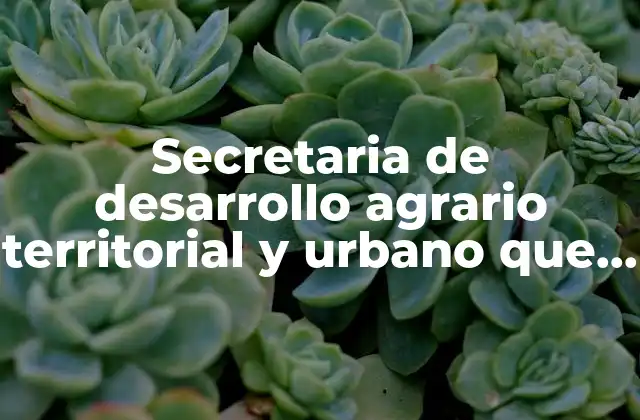 Secretaria de Desarrollo Agrario Territorial y Urbano que es
