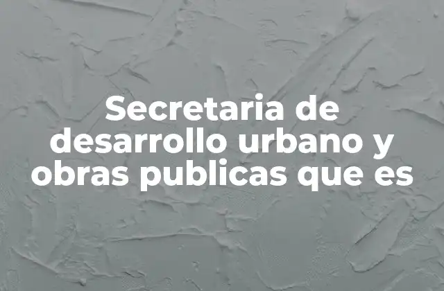 Secretaria de Desarrollo Urbano y Obras Publicas que es