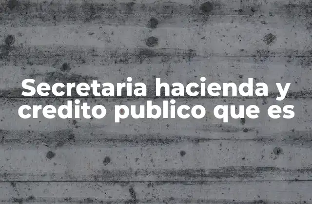 Secretaria Hacienda y Credito Publico que es