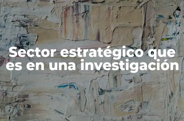 Sector Estratégico que es en una Investigación