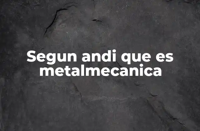 Segun Andi que es Metalmecanica