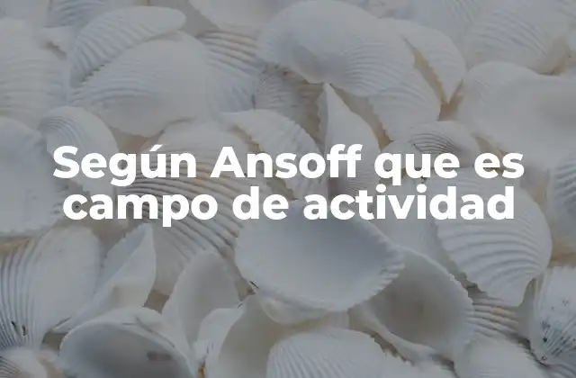 Según Ansoff que es Campo de Actividad