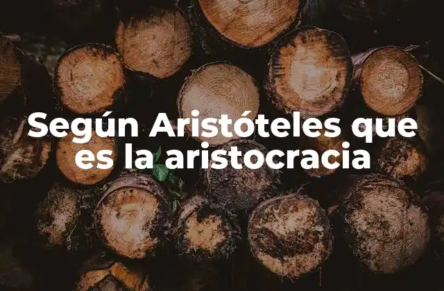 Según Aristóteles que es la Aristocracia
