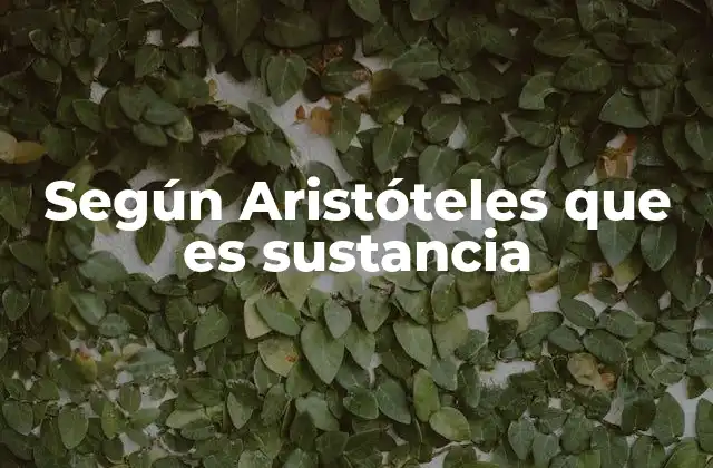 Según Aristóteles que es Sustancia