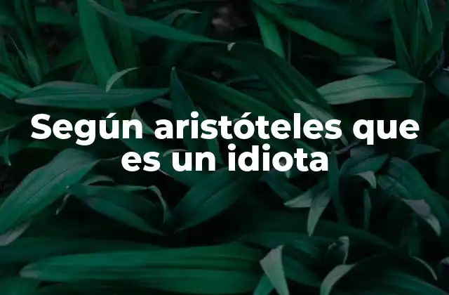 Según Aristóteles que es un Idiota
