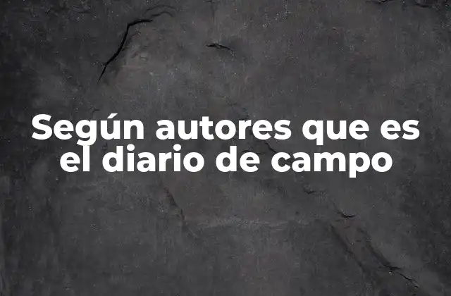 Según Autores que es el Diario de Campo