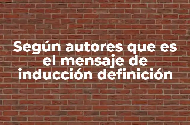 Según Autores que es el Mensaje de Inducción Definición