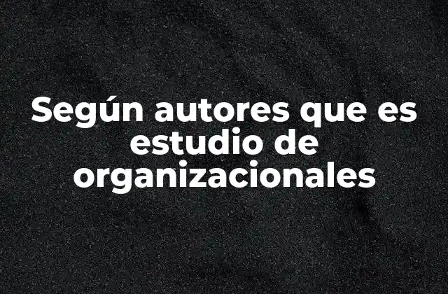 Según Autores que es Estudio de Organizacionales 2 La importancia del análisis de las dinámicas internas de los grupos humanos