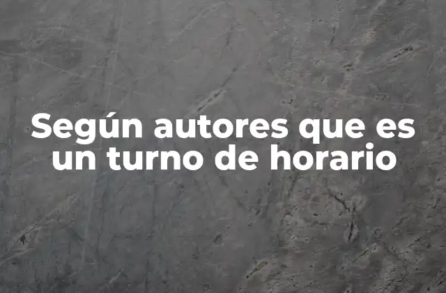 Según Autores que es un Turno de Horario