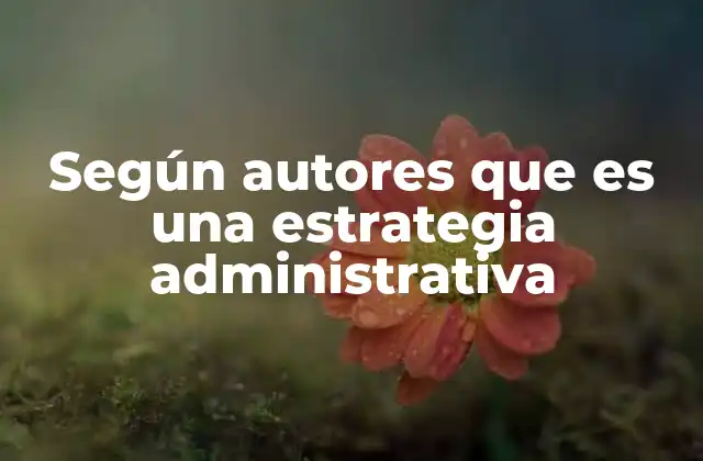 Según Autores que es una Estrategia Administrativa