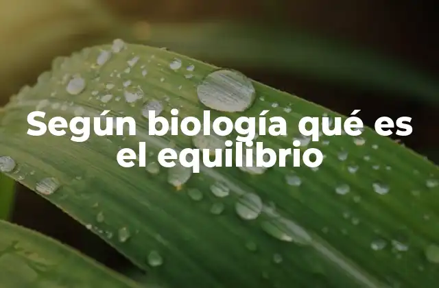 Según Biología Qué es el Equilibrio