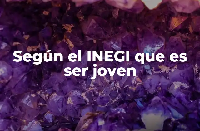 Según el Inegi que es Ser Joven