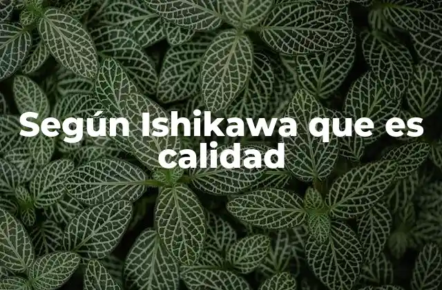 Según Ishikawa que es Calidad