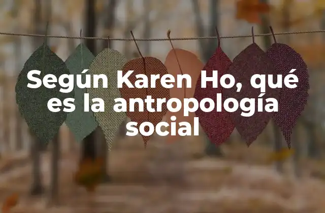 Según Karen Ho, Qué es la Antropología Social