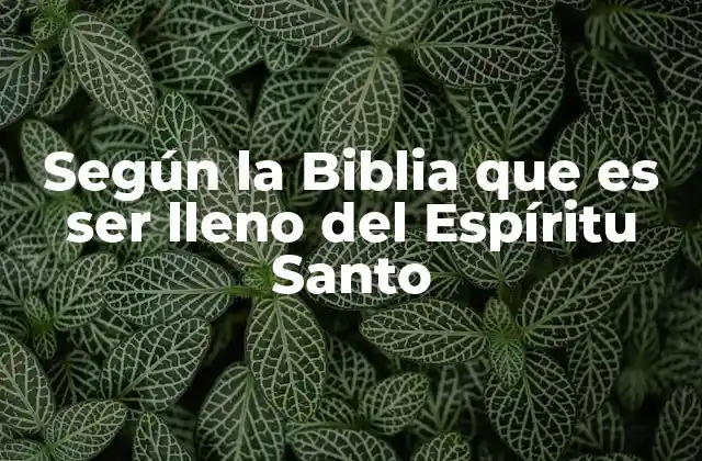 Según la Biblia que es Ser Lleno Del Espíritu Santo