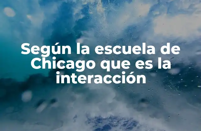 Según la Escuela de Chicago que es la Interacción