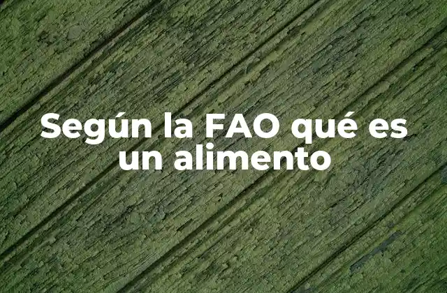 Según la Fao Qué es un Alimento