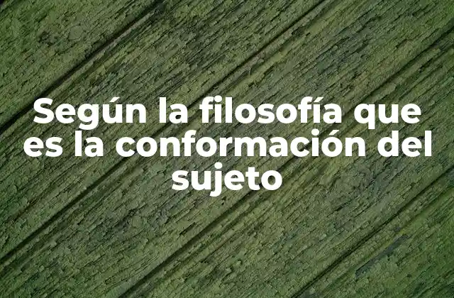 Según la Filosofía que es la Conformación Del Sujeto