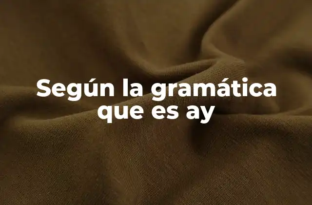 Según la Gramática que es Ay