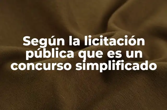 Según la Licitación Pública que es un Concurso Simplificado