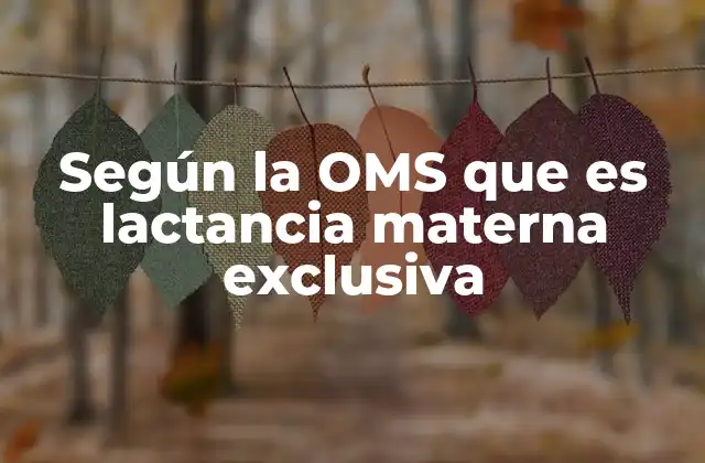 Según la Oms que es Lactancia Materna Exclusiva