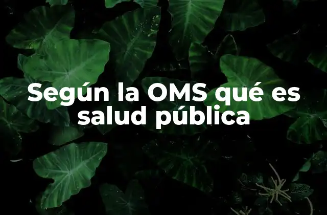 Según la Oms Qué es Salud Pública